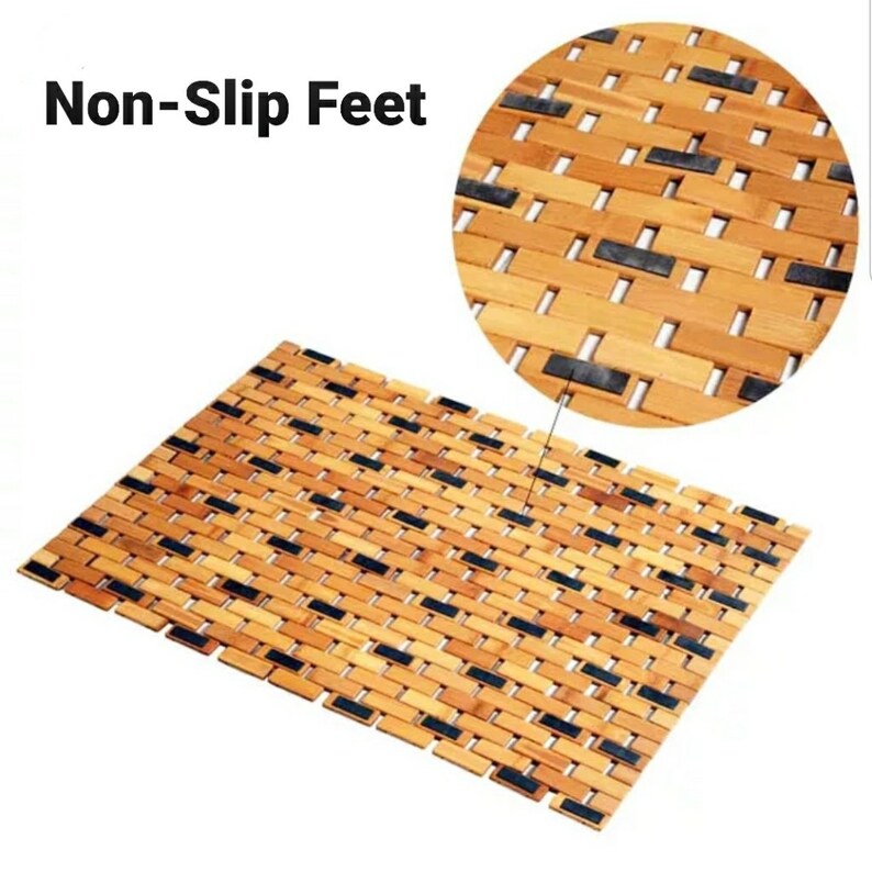 Luxurious Natural Bamboo Bath Mat & Bamboo Fiber Hand Towel Etsy