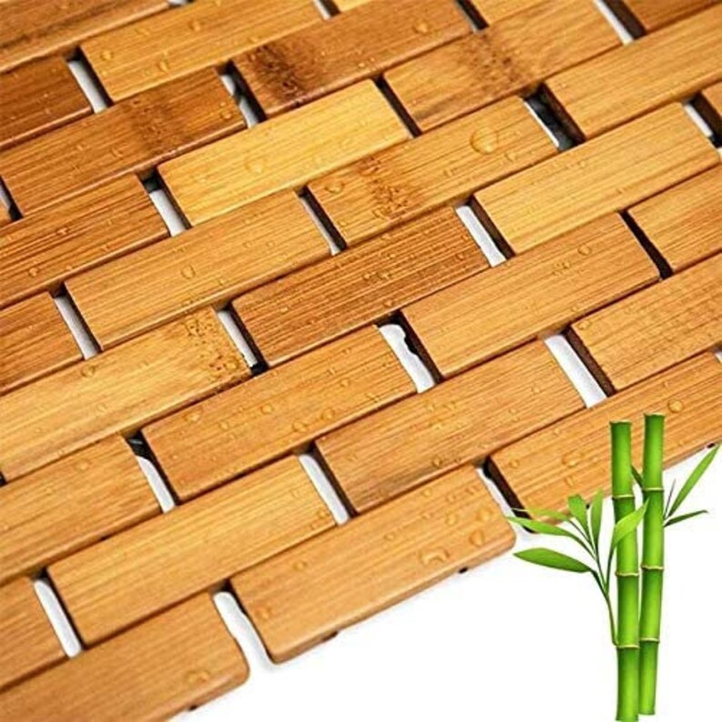Luxurious Natural Bamboo Bath Mat & Bamboo Fiber Hand Towel Etsy
