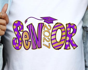 Senior 2027 PNG, Purple Gold Graduation Design, Class of 2027