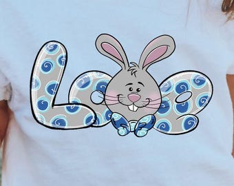Love Bunny PNG, Cute Easter Bunny Sublimation Design, Girls Spring Shirt
