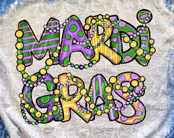 Mardi Gras PNG, Beads Sublimation Design, Carnival Shirt