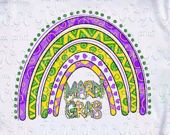 Mardi Gras Rainbow PNG, Carnival Sublimation Design, Purple Green Gold Shirt
