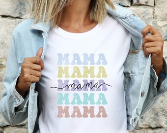 Festa della mamma file png Mama Boho Distressed impilati png Mama sublimazione png Boho mama disegni di sublimazione Boho png Retro Groovy Mama png