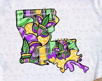 Mardi Gras Louisiana PNG, Fleur De Lis State Sublimation Design, New Orleans Shirt