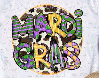 Mardi Gras Cow Print PNG, Carnival Sublimation Design, NOLA Shirt