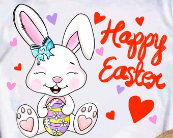 Lapin de Pâques PNG, motif de sublimation lapin de Pâques mignon, t-shirt de printemps pour enfants