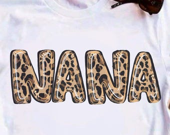 Diseño PNG de sublimación con estampado de leopardo para abuela, regalo digital para camisetas, tazas y vasos.