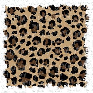 Distressed Cheetah Print PNG, Leopard Brush Stroke Frame for Sublimation Download