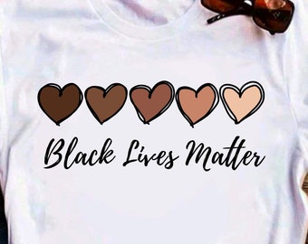Black Lives Matter PNG, BLM Equality Hearts Sublimation Design