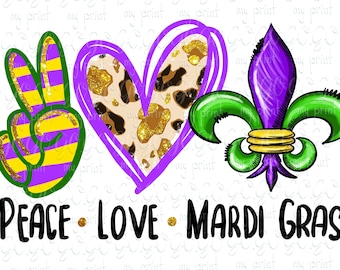 Mardi Gras png para diseños de sublimación descargas Luisiana png Fleur de lis Paz amor Mardi Gras máscara Nola Fat martes
