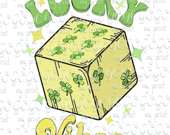 Lucky Vibes PNG, St Patrick's Day Dice Sublimation Design, Shamrock Lucky Shirt