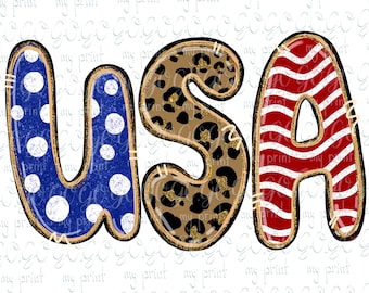 Fourth of July png USA 4 juli sublimatie ontwerpen Patriottische luipaard png Handgetekende Png-bestanden Digitale download Amerika t-shirts