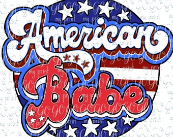 Vierde juli png Amerikaanse babe png Retro 4 juli png Usa sublimatie ontwerpen Vintage Groovy american Digital download