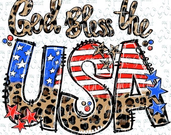 Fourth of July png God Bless the USA 4th of July sublimation designs Patriotic leopard Png files Digital download America t shirts