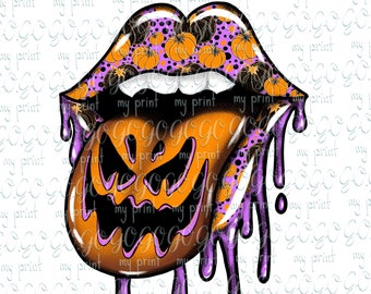 Halloween png Halloween Lippen png Kürbis Lippen Herbst Sublimation Designs Kürbis Zunge Digital download Halloween Clipart