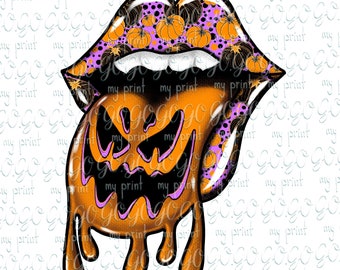 Halloween png Halloween Lippen png Kürbis Lippen Herbst Sublimation Designs Kürbis Zunge Digital download Halloween Clipart