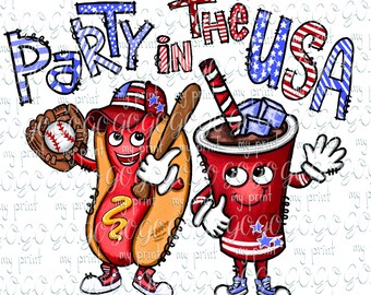 Fourth of July png Party in the USA png Baseball 4th of July sublimation design Retro America Patriotic files digital download Pretty Trendy