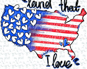 Quarto di luglio png 4 luglio sublimazione disegni USA patriottico Png file download digitale Terra che amo America t shirts