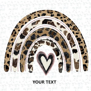 Leopard Rainbow with Heart Png Sublimation Designs Cheetah Clip Art Rainbow Clipart Cowhide T-Shirt Designs Boho Leopard Png Cow svg no file