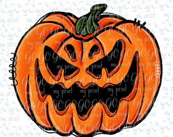Jack O Lantern PNG, Scary Pumpkin Face Halloween Sublimation Design for Shirts, Spooky Clipart Digital Download