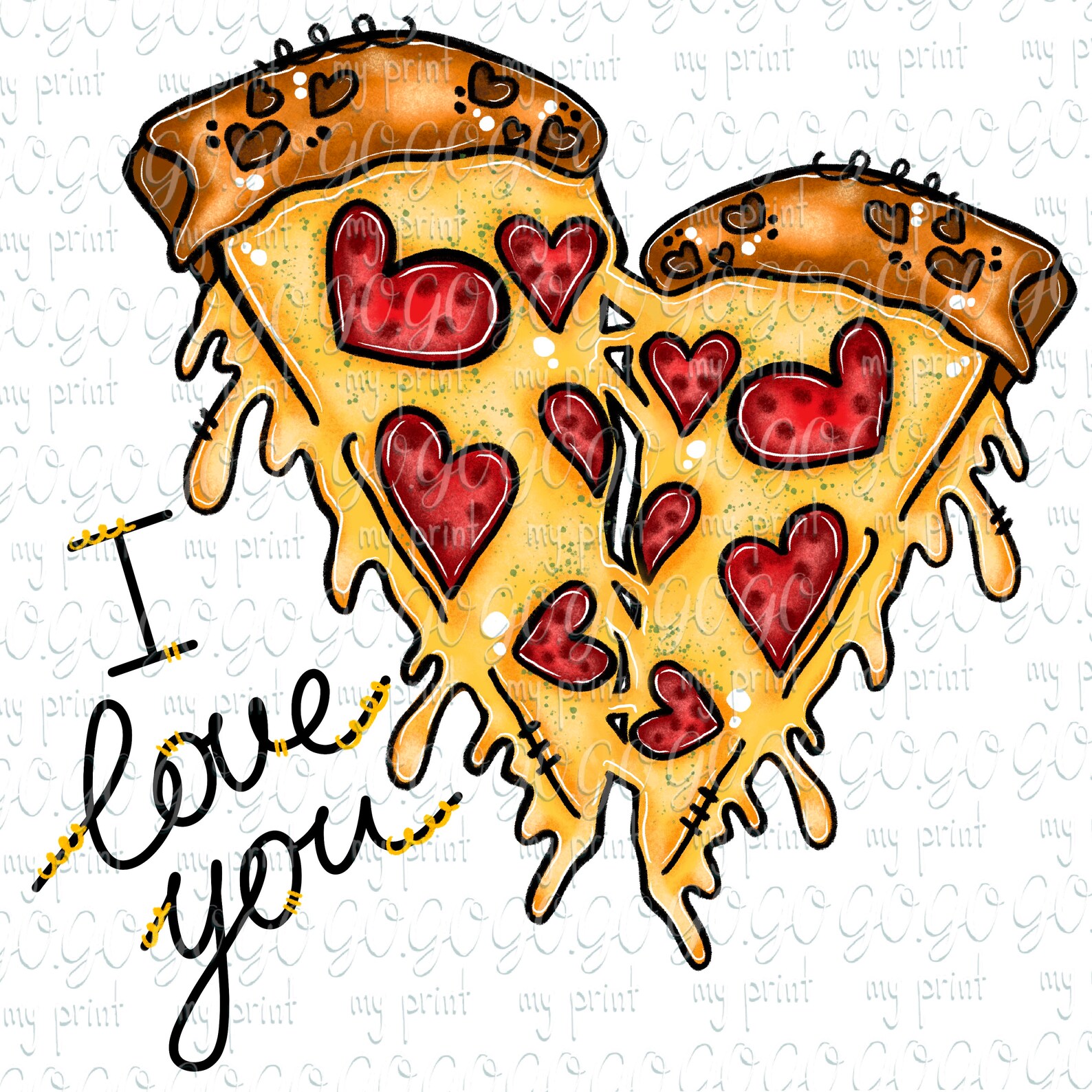 Pizza I Love You PNG Valentine Sublimation Design Pizza Png Etsy