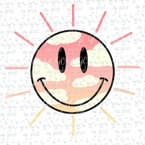 Sunshine smiley Retro smiley face png Distressed Smiley face png Trendy smiley face png Boho Retro daisy png Sublimation for shirt
