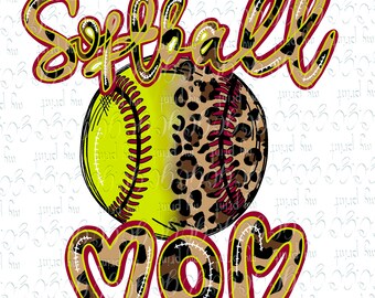 Softball Mom Png, Softball Mom Sublimation Designs, Leopard T Shirts Designs, DTG Printing, Instant Download, Mama Tball and Baseball