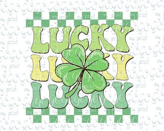 Lucky Lucky Lucky PNG, diseño de sublimación de trébol del Día de San Patricio, camiseta irlandesa