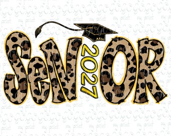 Diseño PNG de estampado de leopardo para graduados de 2027, ideal para camisetas.