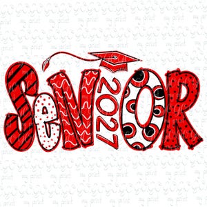 Senior 2027 PNG, Red Black White Class of 2027 Graduation Sublimation Design for Shirts, Digital Download