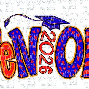 Senior png Senior 2026 png Class of 2026 sublimation designs Royal blue and red senior png Trendy clipart Graduation png Digital download