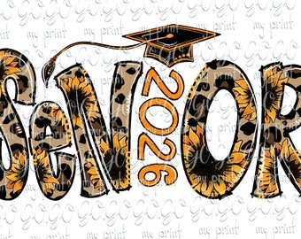 Senior png Senior 2026 png Leopard Cheetah trendy Class of 2026 sublimation designs Graduation png Westrrn Digital download