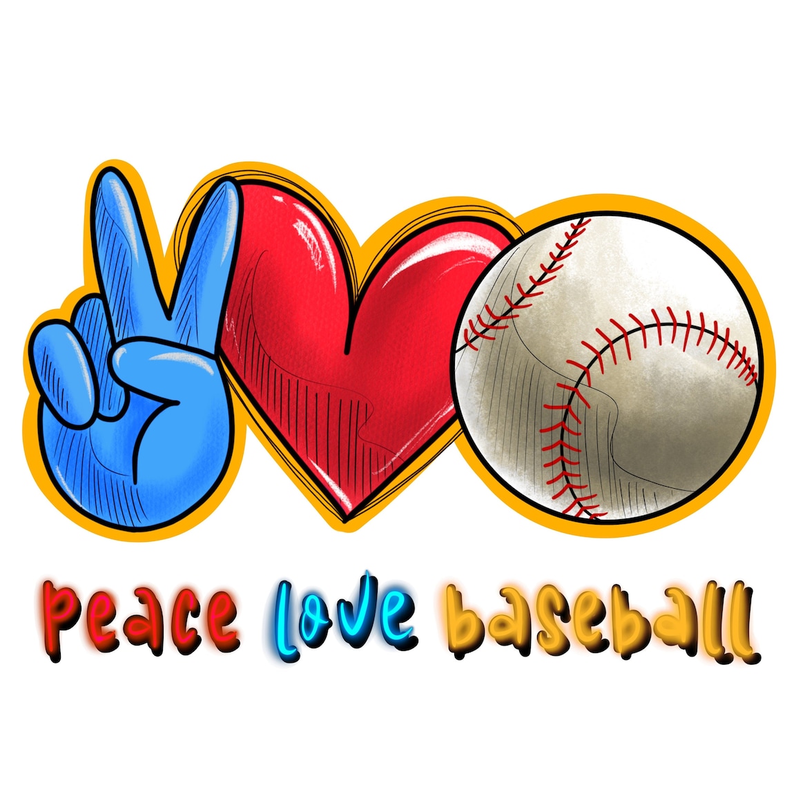 Peace Love Baseball Png Sublimation Download Baseball Mom - Etsy