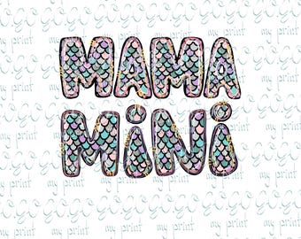 Mama Mini Mermaid PNG Set: Matching Mother Daughter Shirt Design