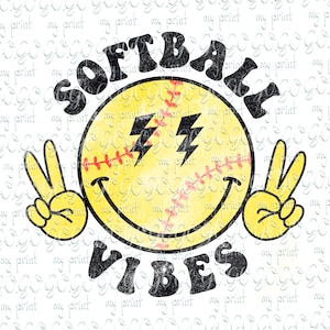 Sport png Softball vibes smiley png Retro softball sublimation designs Lightning bolt Smiley softball shirt Sublimation download