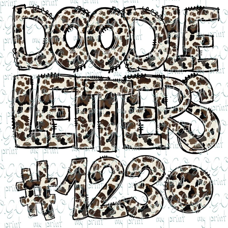 May include: Doodle Letters #123 in a brown and white leopard print design.