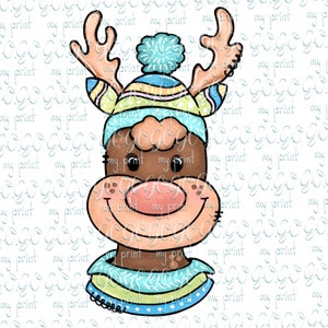 Christmas png files Reindeer boy Christmas sublimation design download Reindeer face Rudolph Kids shirt clipart Digital download