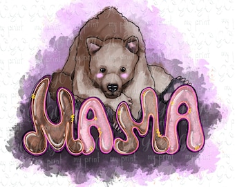 Aquarell-Mama-Bär-PNG – Illustrierte Mama-Bär-Cliparts