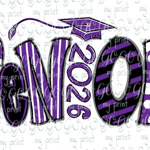 Senior png Senior 2026 png Class of 2026 sublimation designs Dark grey and Purple senior Trendy clipart Graduation png Digital download