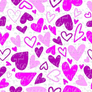 Valentine&#39;s Day Background Pink Hearts Seamless Pattern Trendy File for Fabric or Wrapping with Repeating Valentine Digital Paper Jpeg Png