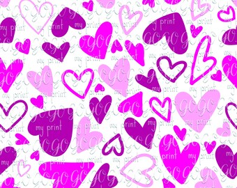 Valentine's Day Background Pink Hearts Seamless Pattern Trendy File for Fabric or Wrapping with Repeating Valentine Digital Paper Jpeg Png
