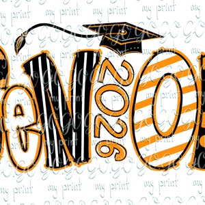 Senior png Senior 2026 png Class of 2026 sublimation designs Orange and black senior shirt Trendy clipart Graduation png Digital download