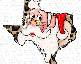 Weihnachten png Dateien TX Zustand Leopard Santa png Weihnachten Sublimation Designs Downloads Texas png Santa Gesicht Clipart Digital download