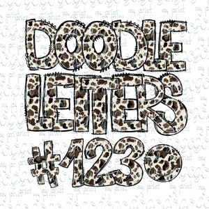 Alphabet png files Western Font Bundle Rustic Cow animal print Hand drawn Doodle letters png Numbers Cowhide sublimation Digital download