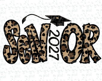Senior 2027 PNG, Leopard Print Class of 2027 Graduation Sublimation Design for Shirts