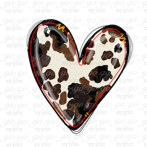 Cow Print Heart PNG for Valentine Shirts