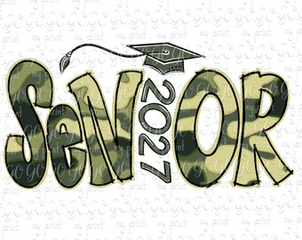 Senior 2027 Graduation PNG, Camo Class of 2027 Design