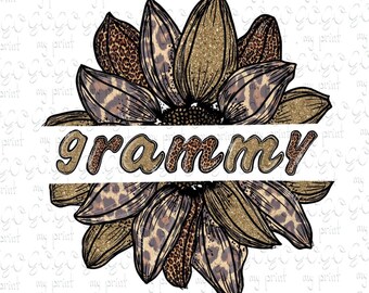 Grammy Png, Cheetah Leopard Zonnebloem Png, Grammy Sublimatie Ontwerpen, T-Shirt Designs, Svg geen Bestand