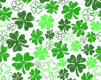 Shamrock Seamless Pattern PNG, St Patrick’s Day Green Clover Digital Paper for Fabric & Sublimation