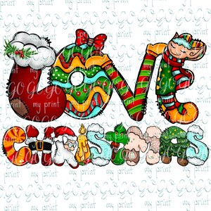 Christmas png files Love Christmas sublimation designs downloads Hand drawn Christmas png Clipart Digital download